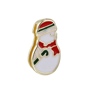 Charm bonhomme de neige en émail pour accessoire de bracelet en acier inoxydable 10mm