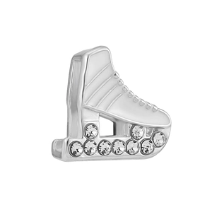 Silver ice skate pendant charm with sparkling rhinestones for 10mm slide bracelets