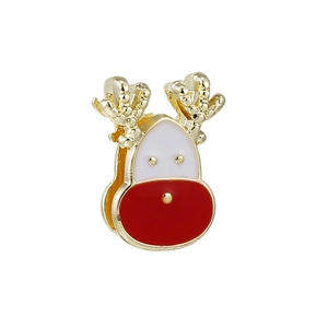 Pendentif renne de Noël doré pour bracelets DIY avec détails en émail rouge et blanc