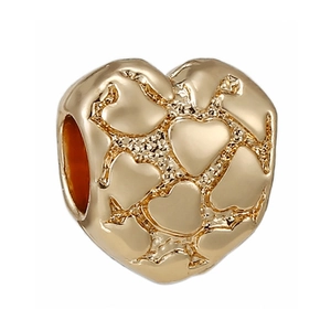 Charm a cuore dorato con mini cuori a rilievo per bracciali fai-da-te