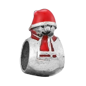 Christmas snowman charm with red enamel hat and scarf for DIY jewelry making