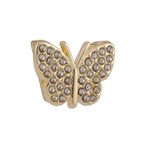 Charm papillon doré avec cristaux pour bracelets keeper en acier inoxydable de 10 mm