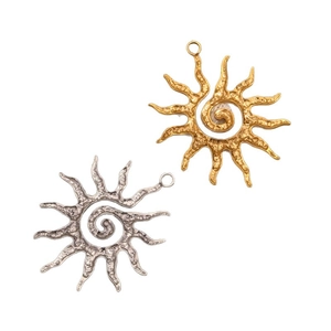 Retro zonnehanger van 18K goud en zilver roestvrij staal met een stijlvol spiraalpatroon