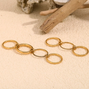 Elegante 18K vergoldete vierlagige verschlungene Ohrringe mit Zirkoniasteinen besetzt