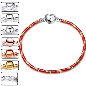 Copper Red Gold Spiral Snake Chain Bracelet For Women Unisex Geometric Basic Base Chain Fashion Jewelry Gift