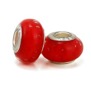 Charm de cristal de Murano rojo con núcleo de plata S925 para pulseras y collares