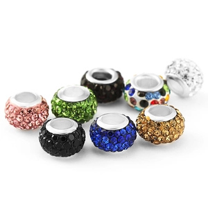 Cuentas de strass brillantes con agujero grande en 8 colores para bisutería artesanal