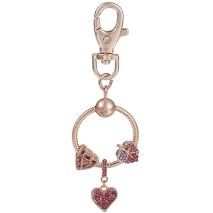 Portachiavi con Ciondolo a Cuore e Foglia Oro Rosa Strass Intarsiato Anello a Catena in Metallo Portachiavi alla Moda Regalo Festa della Mamma Donna