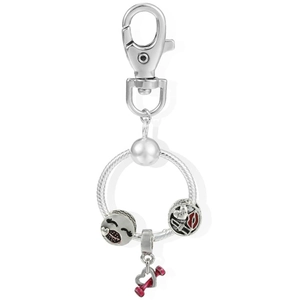 Silver Plated DIY Keychain With Red Lips Heart Dumbbell Enamel Charms Snake Chain Ring Bag Pendant Jewelry For Valentine's Gift