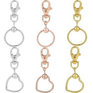 DIY Snake Chain Metal Keychain With Lobster Clasp Heart Round Frame Bag Pendant Accessory Gold Silver Rose Gold Jewelry