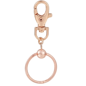 Rose gold metal keychain with lobster clasp and round rope texture ring for DIY accessories