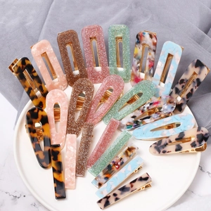 Acrylic Tortoiseshell Leopard Hair Clip Retro Marble Geometric Barrette Metal Alloy Duckbill Clip For Women Hair Accessories