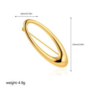 Detailed dimension view of gold finish pearl spiral brooch measuring 53mm by 20mm