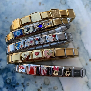 Stainless Steel Italian Charm Bracelet Links Enamel Food Theme Modular DIY Jewelry Accessories For Modular Bracelets Unisex Jewelry