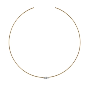 Collier ras du cou en acier inoxydable doré 18 carats avec trois zircons brillants