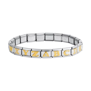 Italian Charm Bracelet Link Stainless Steel Gold Black Alphabet Letter A-Z DIY Composable Modular Jewelry Link For Bracelet