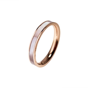 Roségoudkleurige roestvrijstalen ring met iriserende parelmoer inleg voor dames