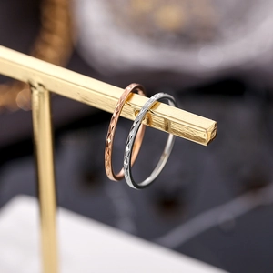 Anillo Minimalista Fino de 1mm de Acero Inoxidable con Corte de Diamante para Mujer Oro Rosa Oro Plata Anillo Geométrico