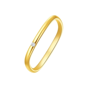 Minimalistische gouden titanium stalen ring met een kleine ronde zirkonia steen