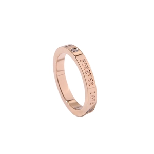 Bague en acier titane rose doré avec gravure Forever Love et pierres de zircone cubique