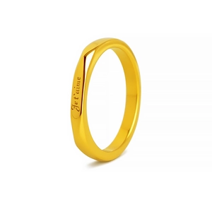 Gold-plated titanium steel ring featuring Je t'aime engraving with polished minimalist finish
