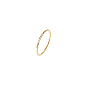 Schlanker goldener Titanstahlring mit zehn funkelnden Diamanten im minimalistischen Design