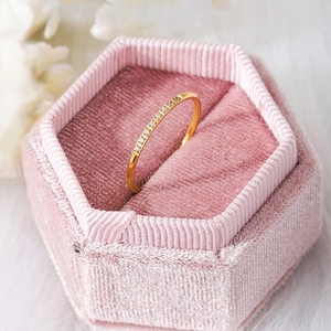 Minimalistischer Titanstahl Zirkonia Feiner Ring 18K Gold Silber Plattiert Stapelbarer Reihen Zirkon Ringe Für Damen