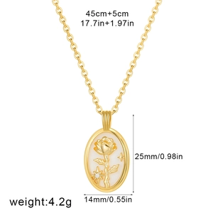 Vue détaillée du pendentif ovale étoile rose en or 18 carats avec dimensions