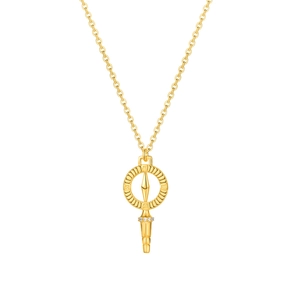 18K gold plated compass pendant necklace with zircon and mother of pearl on white background