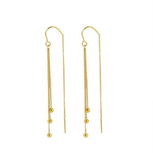 Long gold tassel earrings with metallic beads made of durable stainless steel