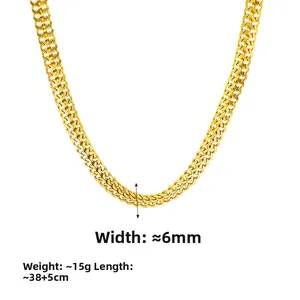 6mm goldene geflochtene Halskette aus Edelstahl mit 38+5cm Länge für Damen und Herren
