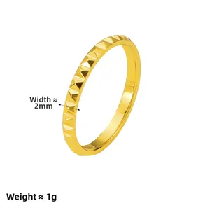 18K gold plated stainless steel rivet ring with geometric triangle pyramid pattern