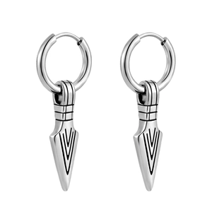 Orecchini a Cerchio con Pendente a Freccia in Acciaio Inossidabile Hip Hop per Uomo Donna Punk Retro Geometrici Gioielli Unisex