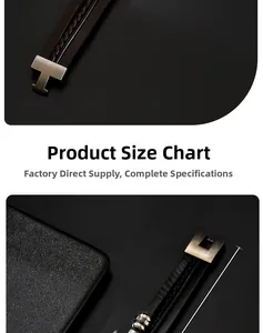 Detail view of woven leather bracelet with magnetic clasp showing 21cm length and 1.2cm width
