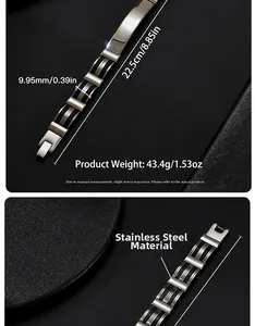 Detailansicht eines Edelstahlarmbands mit Maßen von 22,5 cm Länge und 9,95 mm Breite