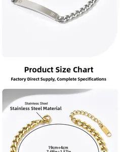 Detailed view of stainless steel chain bracelet with engravable bar and heart motif