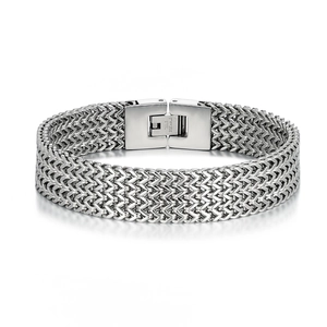 Bracelet chaîne Franco argenté pour homme en acier inoxydable avec fermoir à boîte sûr