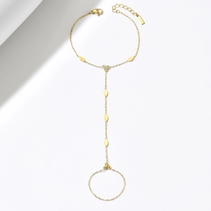 Elegante bracciale ad anello in acciaio inossidabile dorato a forma di Y con dischi