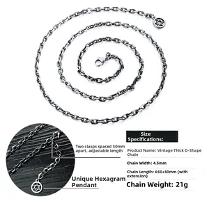 Detail of 4.5mm stainless steel cable chain necklace with Star of David pendant