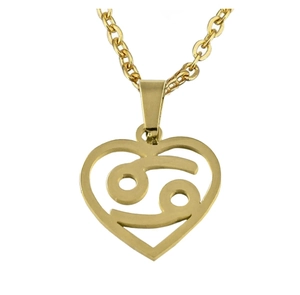 Stainless Steel 12 Zodiac Constellation Heart Pendant Necklace For Women Gold Plated Clavicle Box Chain Jewelry Gift