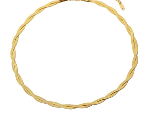 Collier chaîne serpent tressée à trois brins en acier inoxydable plaqué or 18 carats avec fermoir