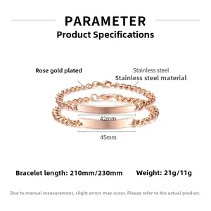 Parametri dettagliati dei braccialetti in acciaio inossidabile placcati in oro rosa