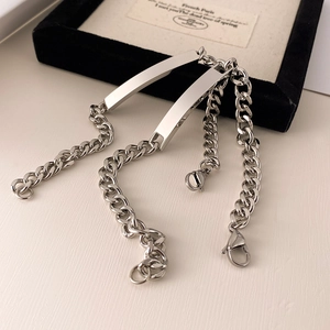Bracciale a catena barbazzale in acciaio al titanio con piastra lucida personalizzabile