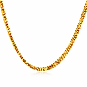 Stainless Steel Franco Chain Necklace Gold Plated Hip Hop Double Row Wheat Link Necklace For Men Women Trendy Jewelry