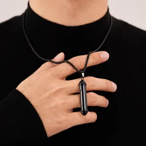 Stainless Steel Cylinder Urn Necklace Openable Perfume Bottle Memorial Pendant Minimalist Capsule Jewelry For Men Women