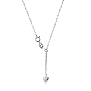Collar con colgante de corazón pulido de acero inoxidable con cierre ajustable