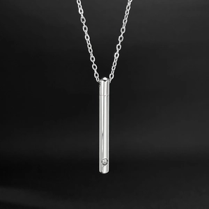Collier Pendentif Urne Cylindrique en Acier Inoxydable Minimaliste pour Hommes Femmes Bijoux de Crémation Commémoratifs en Strass Collier Barre Verticale Polie