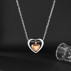 Collana per Urna a Doppio Cuore in Acciaio Inossidabile per Ceneri Gioielli Commemorativi con Cuore Rosa Oro Uomo Donna