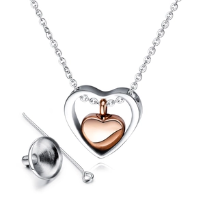 Collana a cuore per ceneri in acciaio inossidabile con kit di riempimento imbuto
