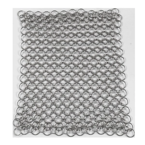 Stainless Steel Cast Iron Scrubber Chainmail Cleaning Brush For Pot Pan Kitchen Cleaning Tool Durable Metal Mesh Scrubber